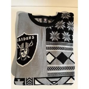 Raiders Sweater Mens 2XL Black White Ugly Christmas Holiday NFL Team Apparel